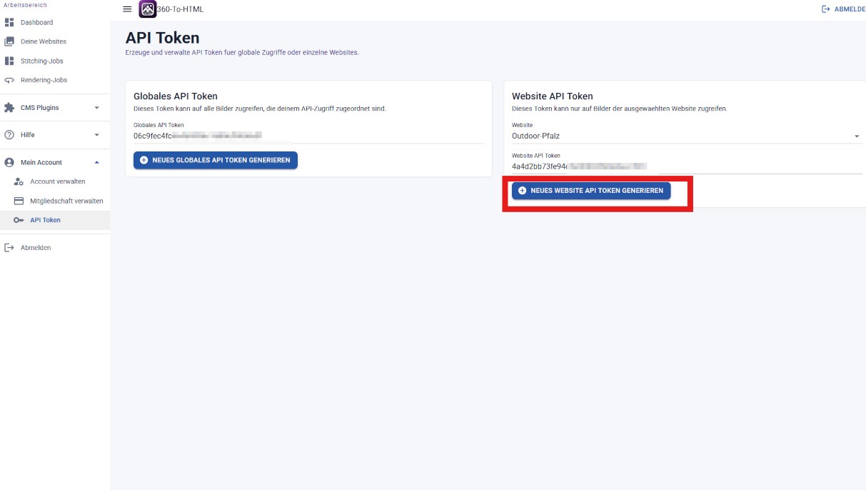 Website API Token
