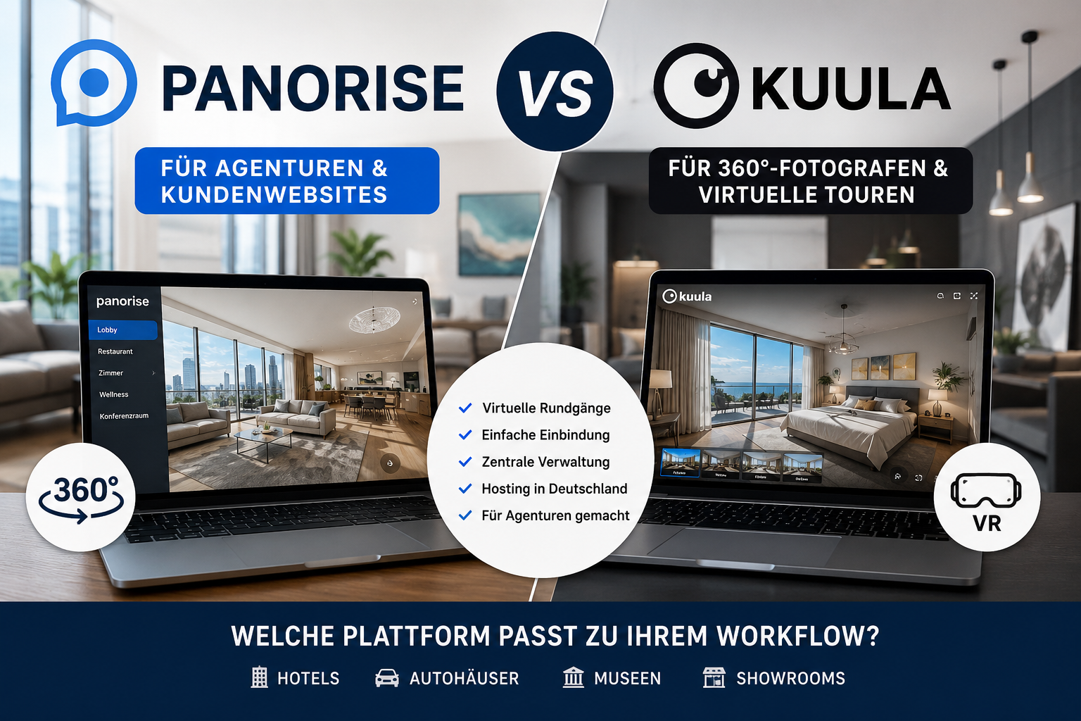 Panorise vs Kuula für Agenturen und virtuelle Rundgänge